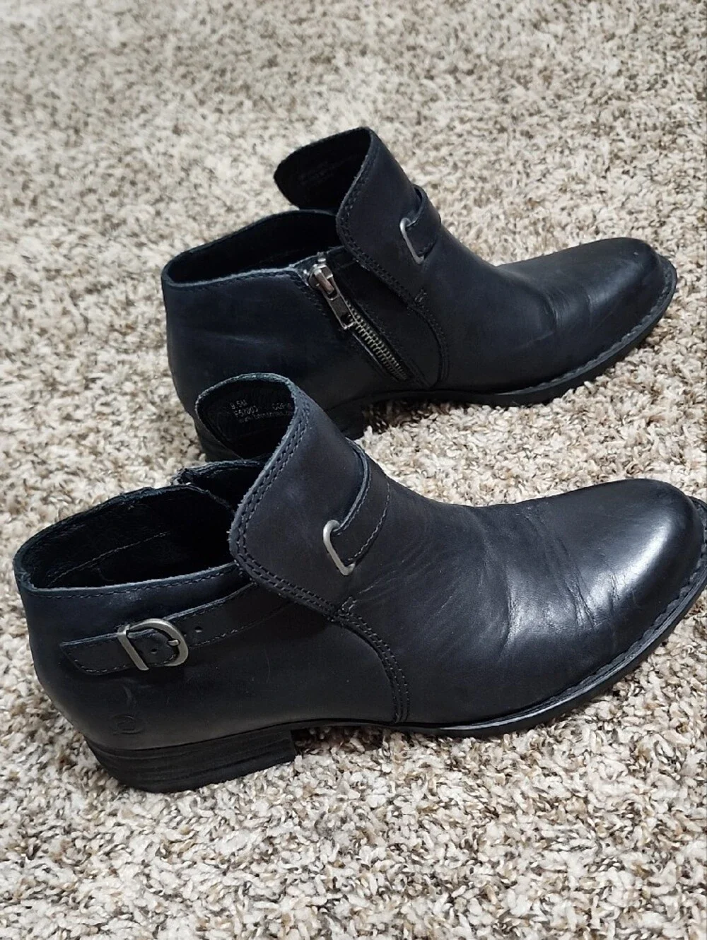 Børn Jem Classic Black Leather Harness Ankle Boots Size 9.5 Goth Moto Edgy
